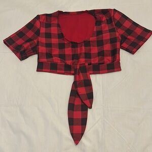 Wilson Red and Black Checkered Crop Top